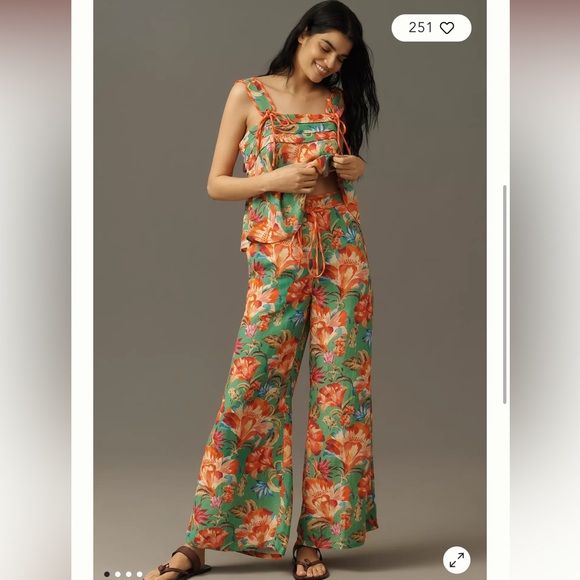 FARM Rio Tie-Front Floral Pants - Picture 2 of 6